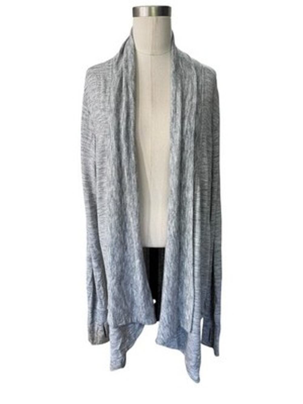 Athleta Pranayama Wrap Cardigan Sweater 777944 Gray Medium M Open Front Pocket